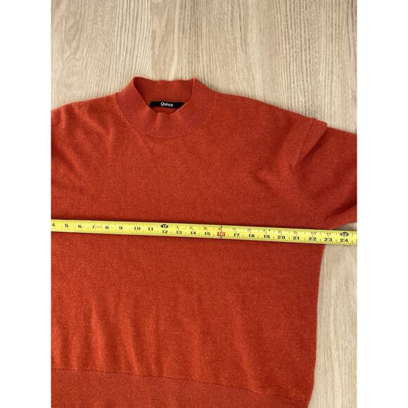 Quince 100% Mongolian Cashmere Sweater L Orange Mock Neck Cropped Boxy Preppy - Picture 7 of 8
